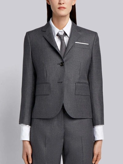 Thom Browne Center-back Stripe Sport Coat In Solid Wool Twill In Grey