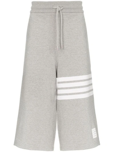 Thom Browne 4-bar Oversized Cropped Cotton Sweatpants In Grey