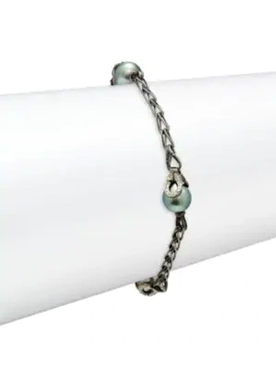 John Hardy Diamond & 8mm Tahitian Pearl Chain Bracelet In Grey