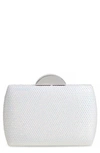 Nina Pacey Crystal Minaudiere In White Ab