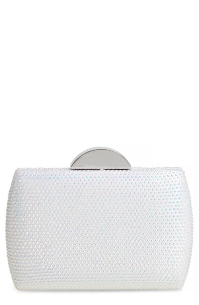 Nina Pacey Crystal Minaudiere In White Ab
