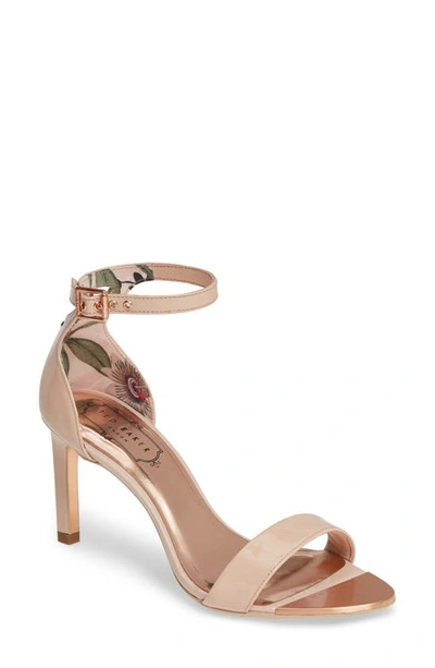 Ted Baker Ankle Strap Sandal In Nude Patent Leather