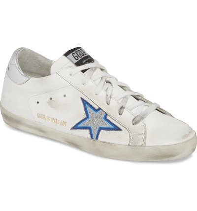 Golden Goose Superstar Glitter Star Sneaker In White/ Blue