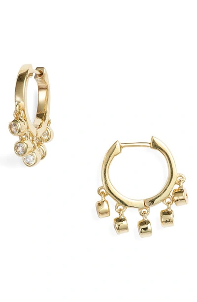 Ela Rae White Zircon Huggie Hoop Earrings In Gold