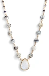 Ela Rae Semiprecious Stone Pendant Necklace In White/ Blue