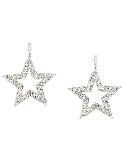 Saint Laurent Embellished Star Earrings In Silver