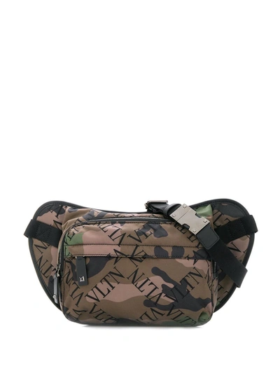 Valentino Vltn Camouflage Belt Bag In Green