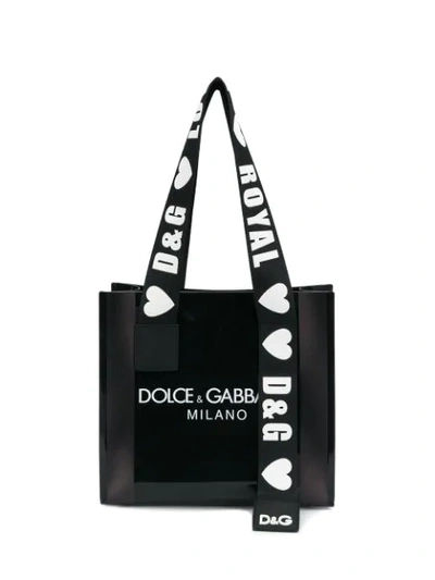 Dolce & Gabbana Street Logo Print Black Pvc Shopping Bag