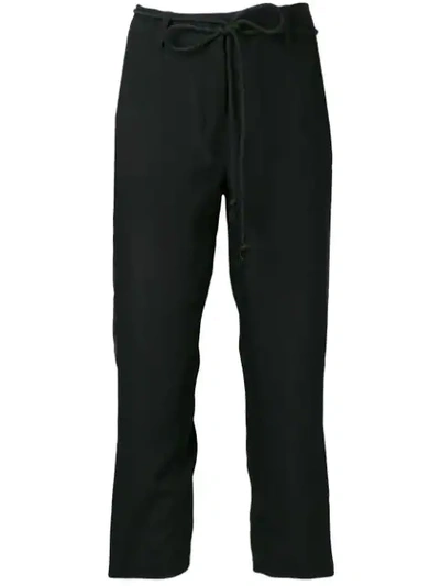 Ann Demeulemeester Embroidered Side Panel Trousers In Black