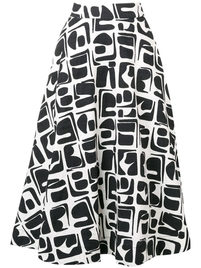 La Doublej Circle Abstract-print Cotton-blend Midi Skirt In Tribale
