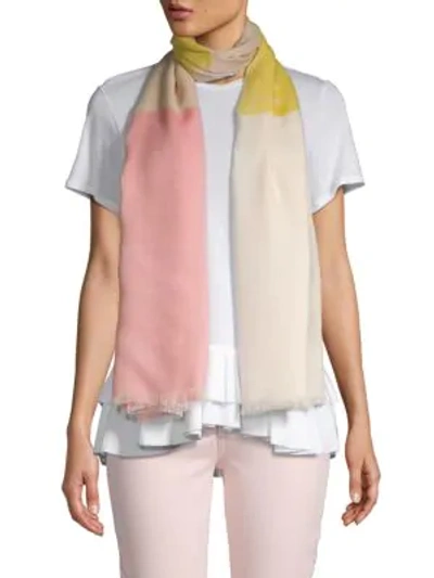 Calvin Klein Colorblock Frayed Scarf In Strawberry