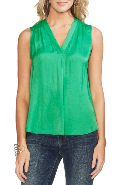 Vince Camuto Rumpled Satin Blouse In Emerald Leaf
