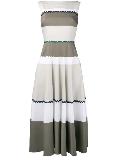 Talbot Runhof Stripe Flared Dress In Grey