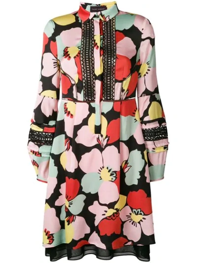 Talbot Runhof Floral Print Shirt Dress In Pink