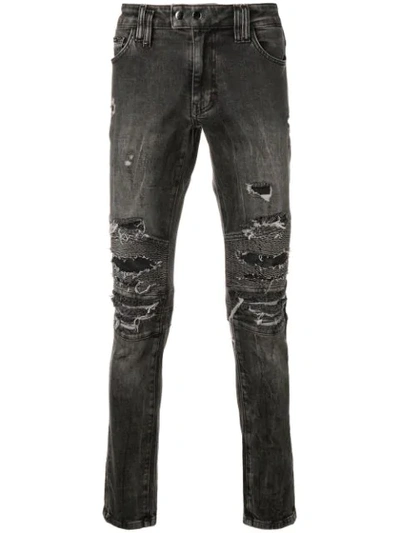 Philipp Plein Distressed Skinny Jeans In Grey