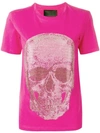 Philipp Plein Crystal Embellished Skull T In Pink