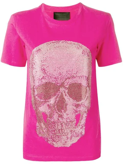 Philipp Plein Crystal Embellished Skull T In Pink