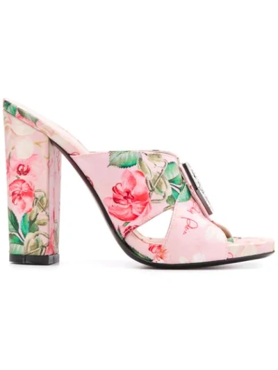 Philipp Plein Flowers Sandals In Pink