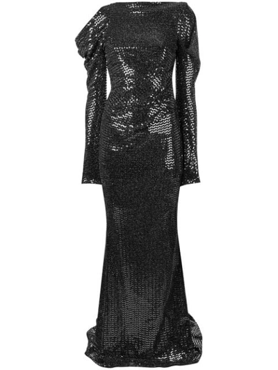 Talbot Runhof Mirrored Long Dress In Black