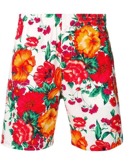 Msgm Floral Print Bermuda Shorts In White