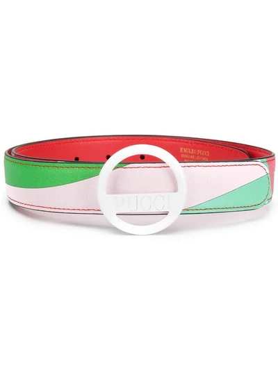 Emilio Pucci Shell Print Logo Buckle Belt - Red