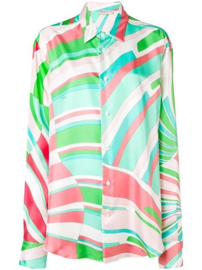 Emilio Pucci Shell Print Silk Shirt In Green