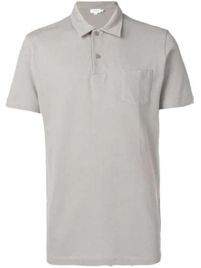 Sunspel Short Sleeved Polo Shirt In Grey