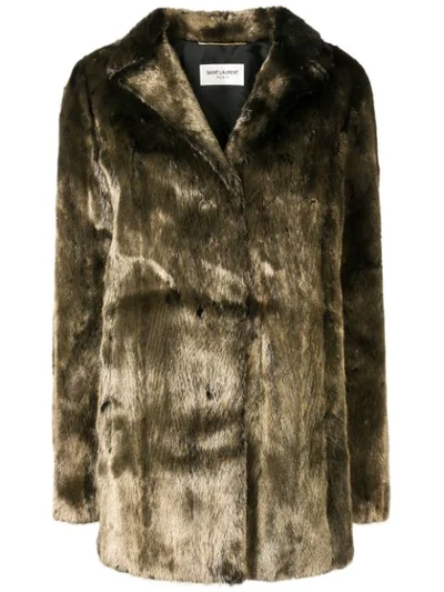 Saint Laurent Metallic Mink Fur Coat In 1039 Gold