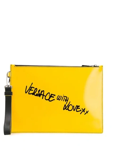 Versace With Love Clutch In Yellow
