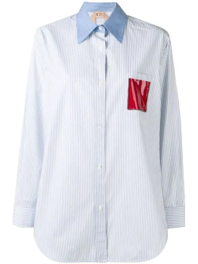 N°21 Striped Longline Shirt In Blue