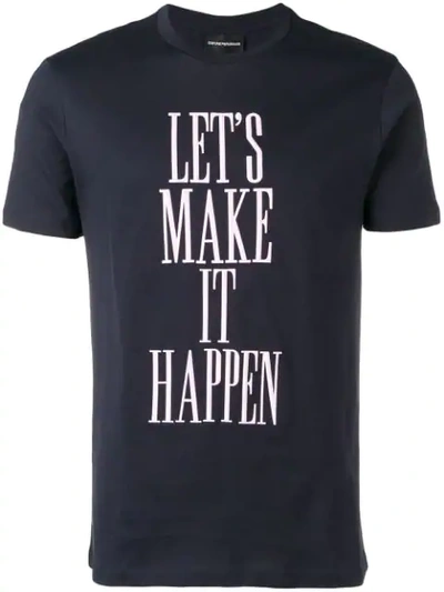 Emporio Armani Slogan Print T shirt In Blue ModeSens