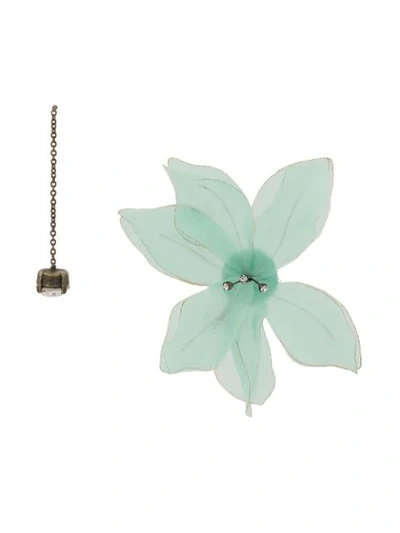 Forte Forte Corsage And Crystal Drop Earrings In Green