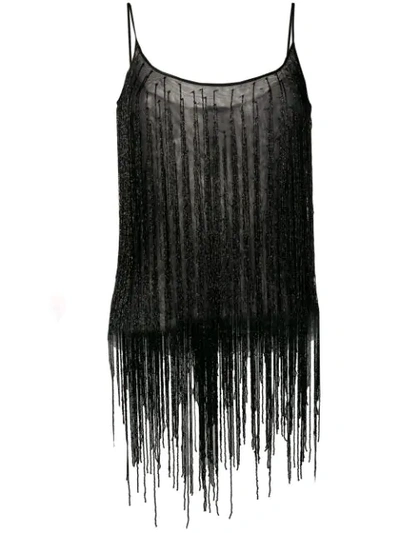 Amen Beaded Fringes Top In Black