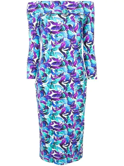 Le Petite Robe Di Chiara Boni Floral Off Shoulder Dress In Blue