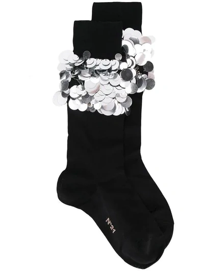 N°21 Sequin Socks In Black