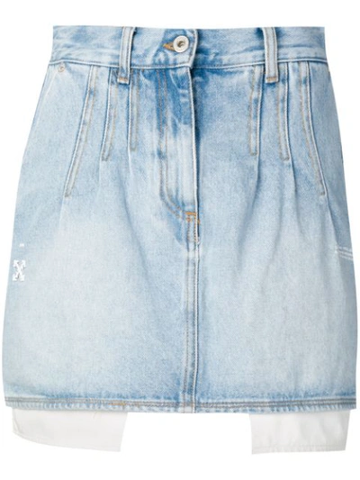 Off-white Bleach Denim Mini Skirt In Blue