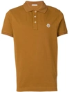 Moncler Logo Patch Polo Shirt In Brown