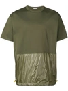 Moncler Shiny Panelled Hem T In Green