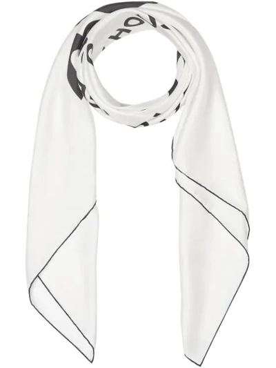 Burberry Horseferry Print Silk Large Square Scarf In White