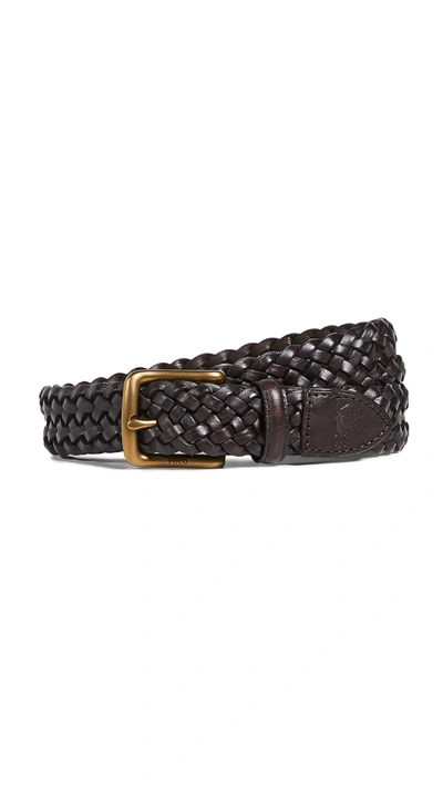 Polo Ralph Lauren Men's Braided Vachetta Leather Belt In Dark Brown
