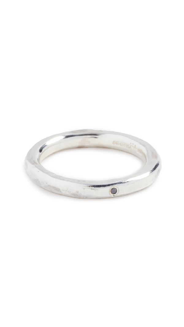 Scosha Simple Band Ring With Blue Sapphire In Silver Modesens