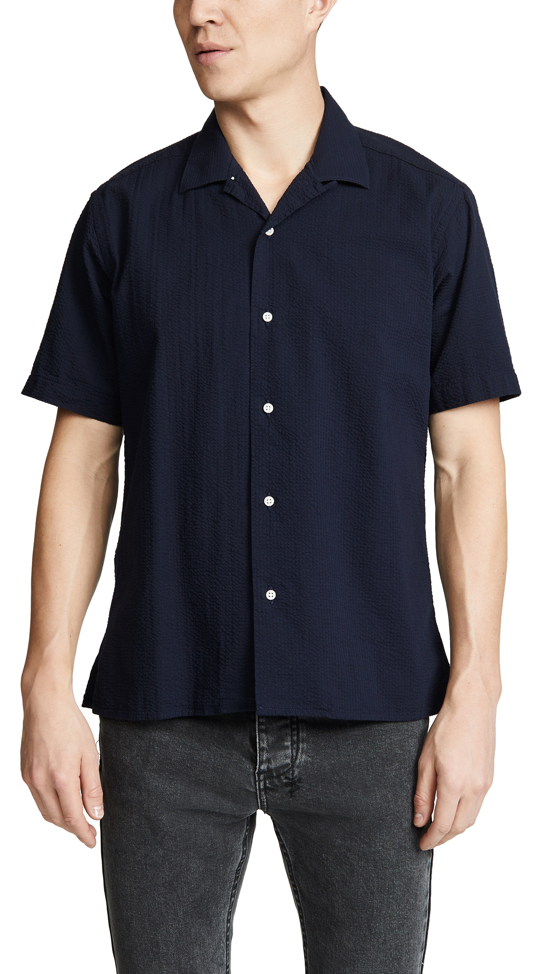 Gitman Vintage Camp Collar Button Down Shirt In Navy | ModeSens