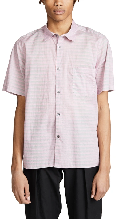 Très Bien Tourist Print Poplin Shirt In Agassi Stripe Pink