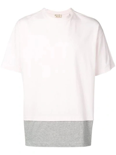 Marni Layered-effect Drawstring Cotton T-shirt In Light Pink