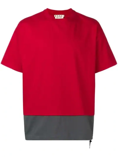 Marni Red & Grey Layered Cotton T-shirt