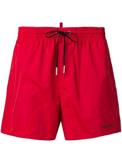 Dsquared2 Red Icon Swim Shorts In Technical Fabric