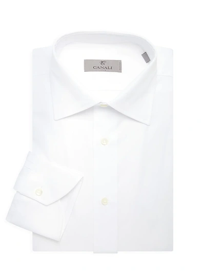 Canali 纯色经典修身衬衫 In White