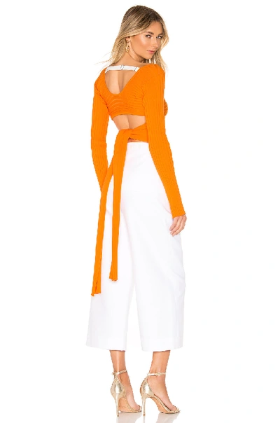 Tibi Decollette Wrap Pullover In Tangerine