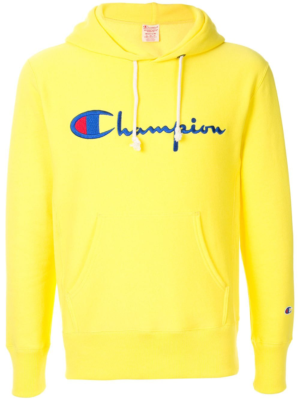 Champion Logo Hoodie - Yellow | ModeSens