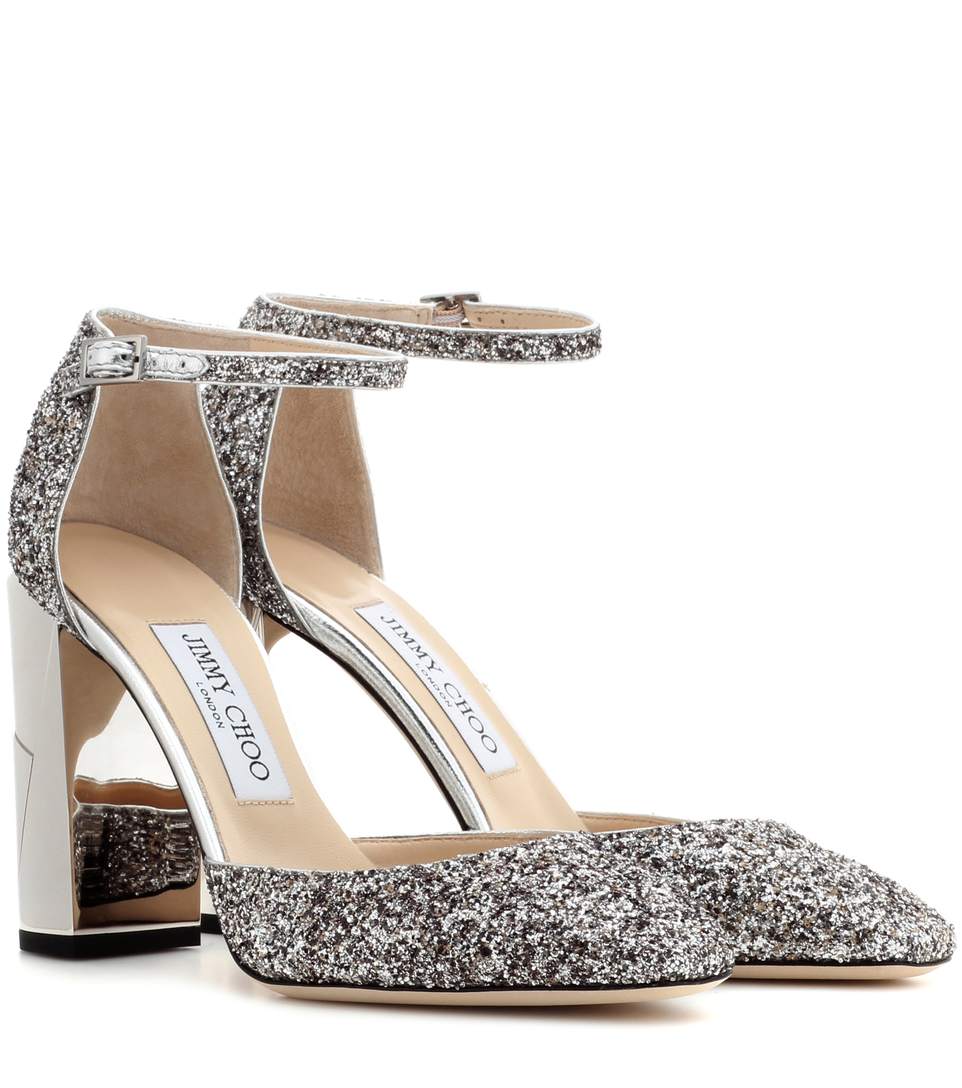 Jimmy Choo Mabel Glitter Block-heel Pump, Sand/neutral, Light Mocha ...